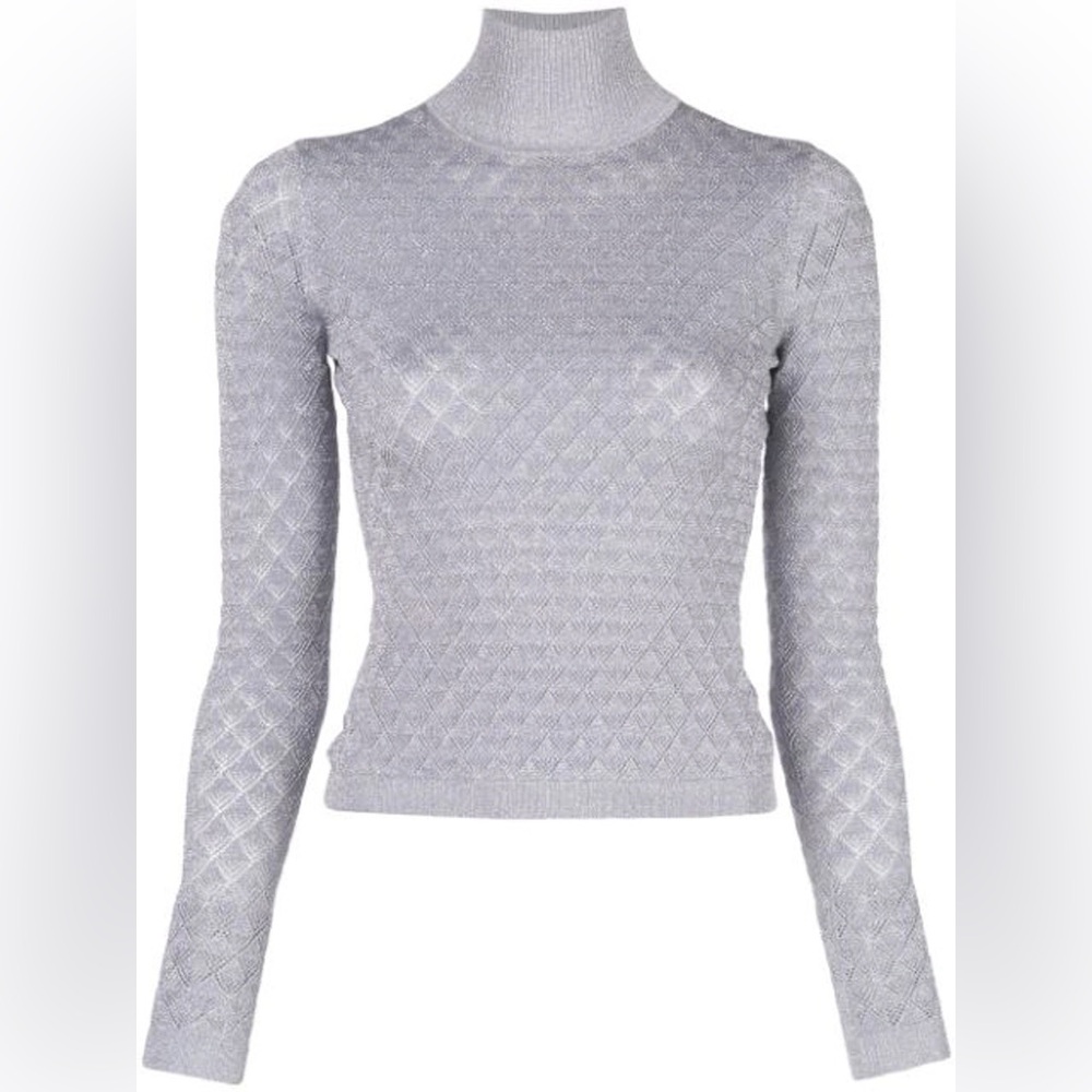 Cinq A Sept Lilette Metallic Diamond-knit Turtleneck